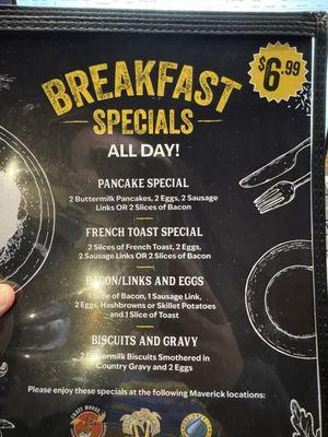 Breakfast menu