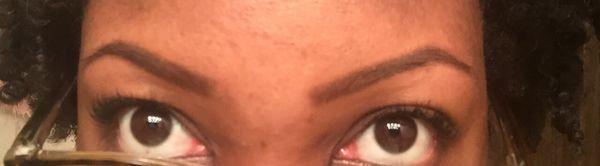 Eyebrow threading with eye liner to fill in my eyebrow