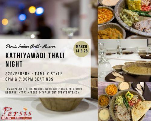 Kathiyawadi Thali Night Gujarati Food Gujarati Thali https://persis-thalinight.eventbrite.com