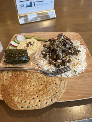 Middle Eastern Platter with mushroom schwarma