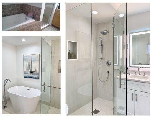 Master bath, before and after