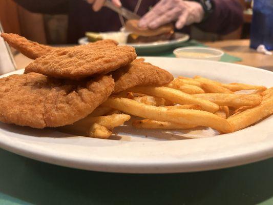 Chicken and fries.