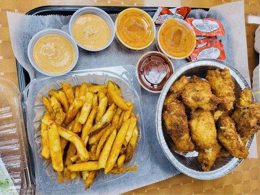 Spicy Potato fries and wings