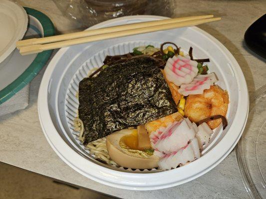 Only three shrimp with the Ebi Ramen lunch...tasted ok and the price was not too bad. Definitely get an extra protein and extra fish cake!