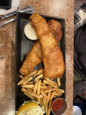 Fish and chips - delicious and enough for two