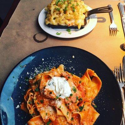 Lobster pappardelle and lobster mac