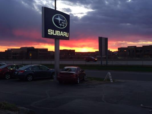 Sun setting at Don Miller Subaru East