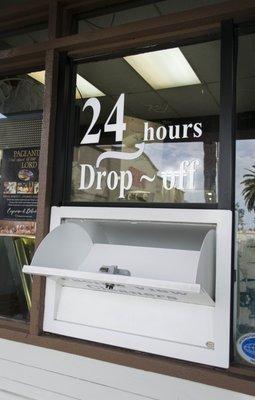 24 hour drop off lock box for clothes.