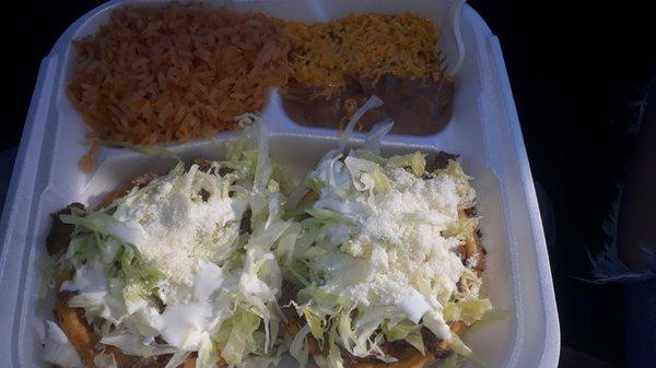 Sope special 2 sopes rice, beans, and a coke $7.49