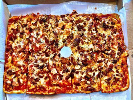 Sicilian Pizza with fried chicken!