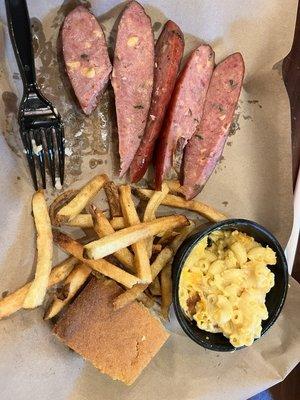 Jalapeno and cheese sausage with Mac n Cheese