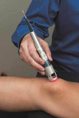 Close up of the K-Laser treatment to help reduce inflammation and pain