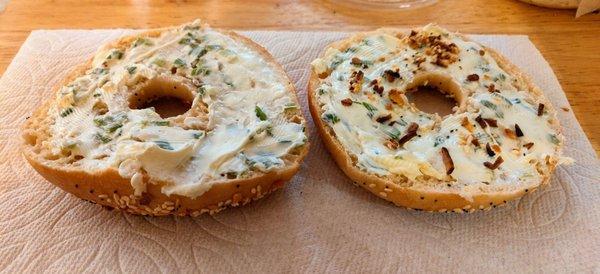 Couldn't leave one crumb behind so I sprinkled the crumbs on top of the bagel. Don't forget to nab some cream cheese...