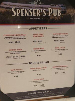 Pub menu