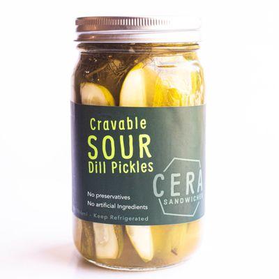 Our house-made sour dill pickles