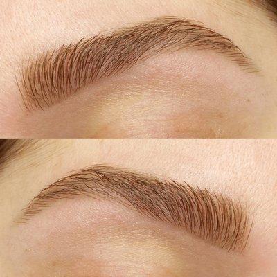 Brow Shaping with our trim, tweeze, and alignment technique!