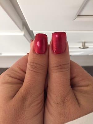 My apparently long nails that need an extra charge... And the vastly different right thumb nail she couldn't name look the same as the rest