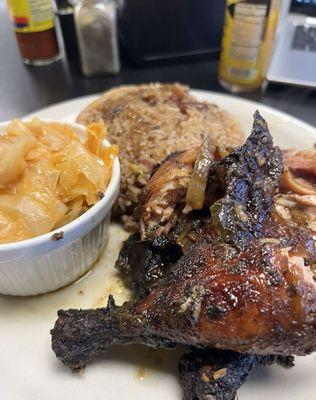 Large Jerk Chicken with Cabbage & Rice