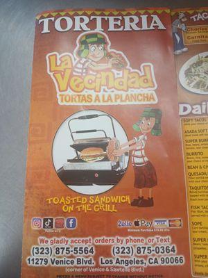 Menus de la vecindad tortas