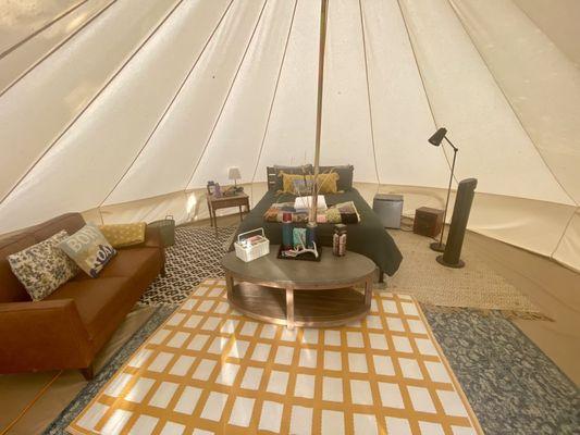 Inside the Glamping yurt! So spacious!