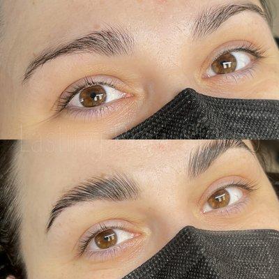 Eyebrow Lamination and hybrid stain