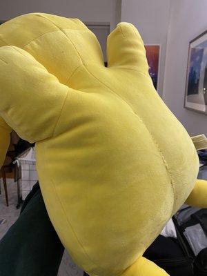 Surgery on my Pikachu plush- sewn by hand