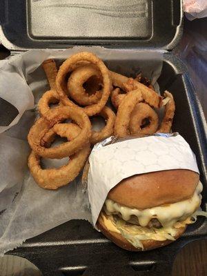 Juicy Turkey Burger and Perfect Onion Rings excellent all the way around