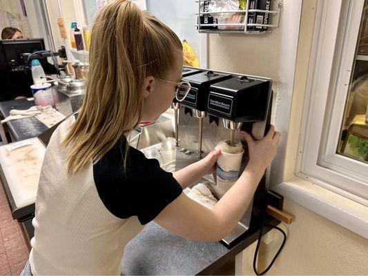 Dairy Cove employees making some delicious treats!