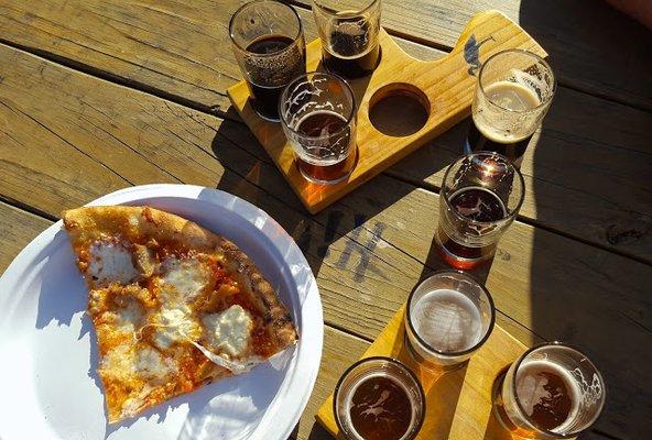 Dough Boyz Pizza with buffalo mozzarella and marinated chicken at Cooper River Brewing