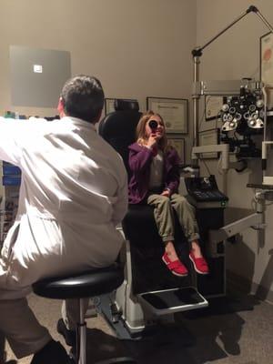 Eye exam for my daughter with Autism. Dr. Wong is awesome!!