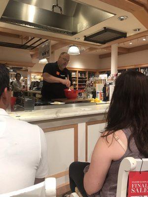 Rich showing us how to make crepes