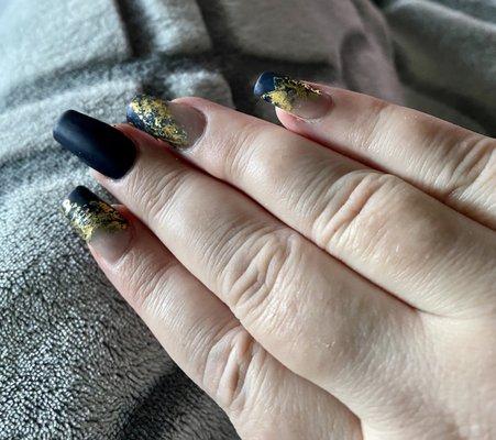 Matte blue with gold