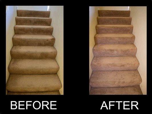 Before and after stair cleaning