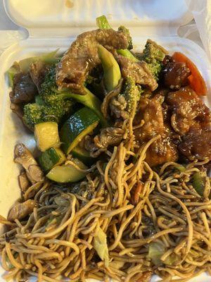 Chow Mein, Beef broccoli and Chicken mushroom.....not shown egg rolls