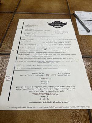 menu