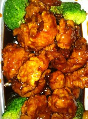 General Tso's shrimp.... Huuuge shrimp! Hit the spot!