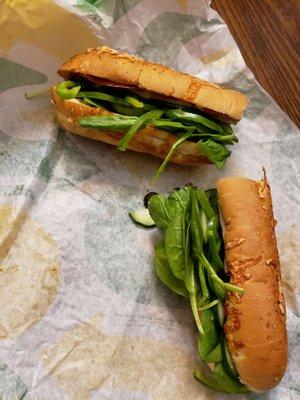 Italian herbs and cheese BMT with lots of green veggies