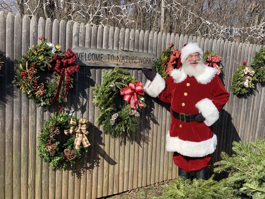 A visit from Santa! He loved our handmade wreaths!