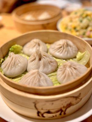 Pork Steamed Soup Buns (Chicken dumplings behind)