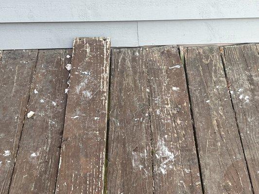 My deck looked like this after they worked on my neighbor's side.  Initially,  told the work was canceled and no one was there.