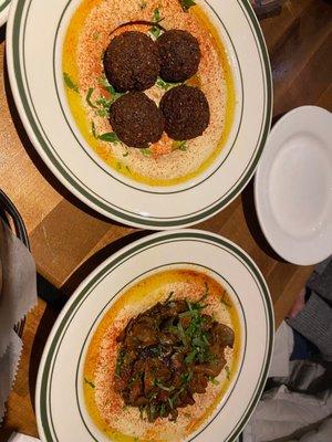 Falafel Hummus and Mushrooms Hummus