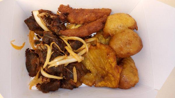 Goat Fritaille: Fried Tender Juicy Goat, Marinades, Fried Plantains and Accras...