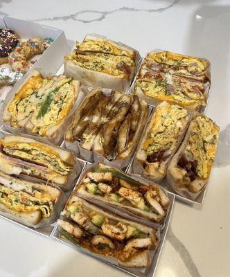 2. Bacon, Egg and Cheese 4. Avocado Toast Chipotle Toast 6. Chicken Katsu Toast 4. Ham, Egg and Cheese 8. Chicken Avocado Sandwich