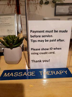 Pay and tip at the beginning of the appointment