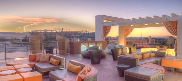 Stained Roof Deck Overlooking Anaheim Stadium