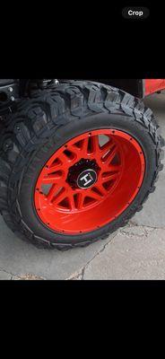 Red with black accents to match the jeep color