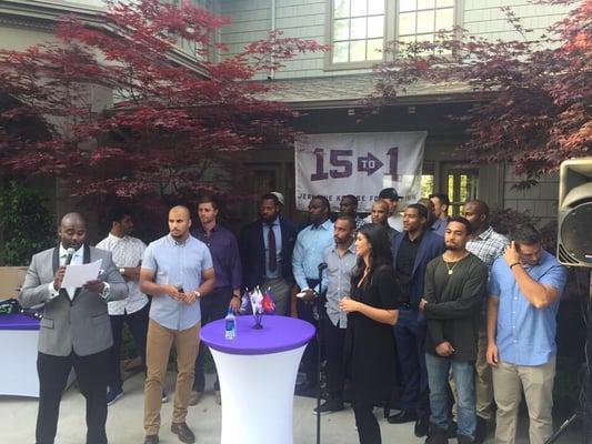 Fearey helps host a fundraising event for the Jermaine Kearse Foundation with the Seahawks