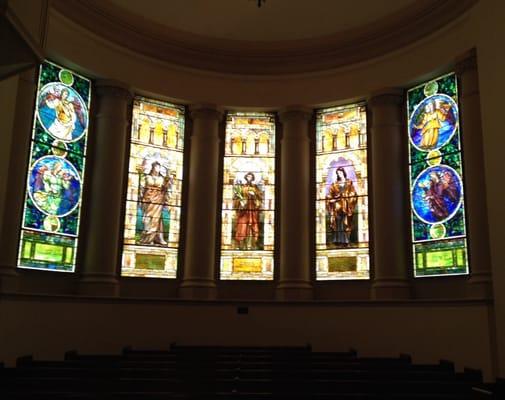 The stained glass throughout the sanctuary is amazing!