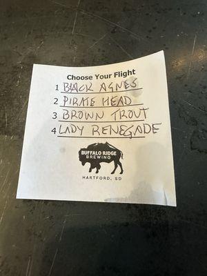 My flight selection.