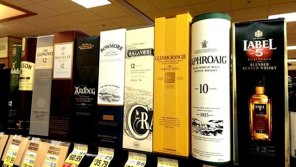 plenty of choices on single malt whiskies